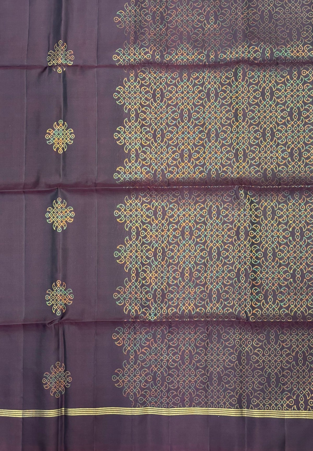 Pure Kanchipuram Silk Saree-Arakku With Kolam Zari Border