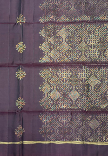 Pure Kanchipuram Silk Saree-Arakku With Kolam Zari Border