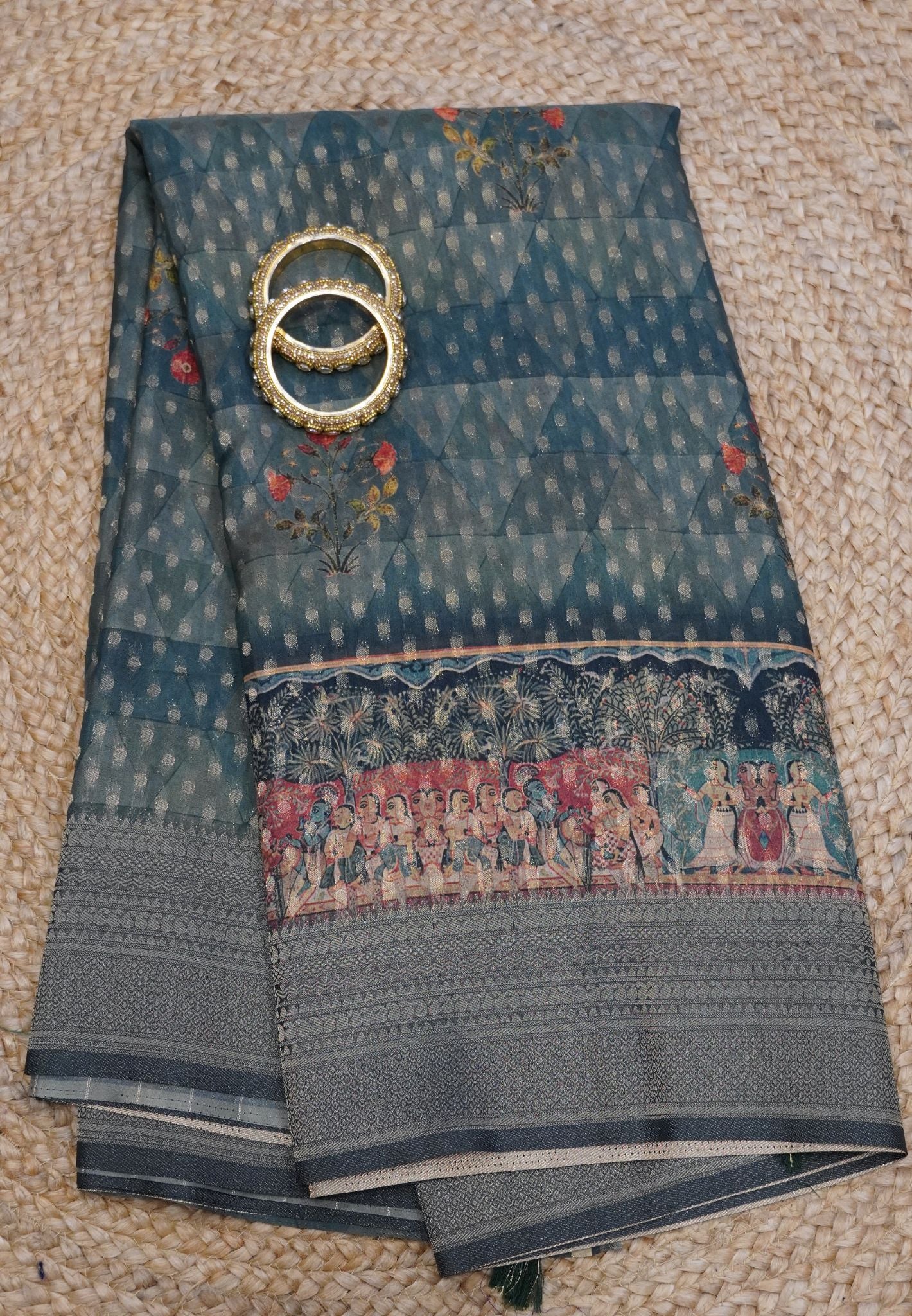 Tussar Saree-Green