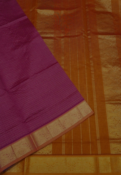Pure Silk Cotton Saree-Pastel Pink-Turmeric Yellow Zari Emboss With Contrast Border
