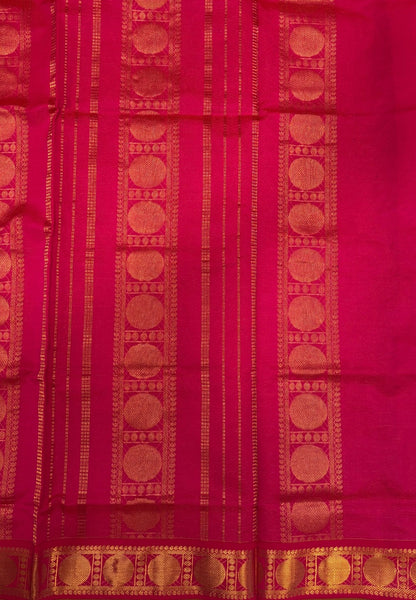 Silk Cotton Saree- Flourscent Green with Contrast Border in Vairaoosi