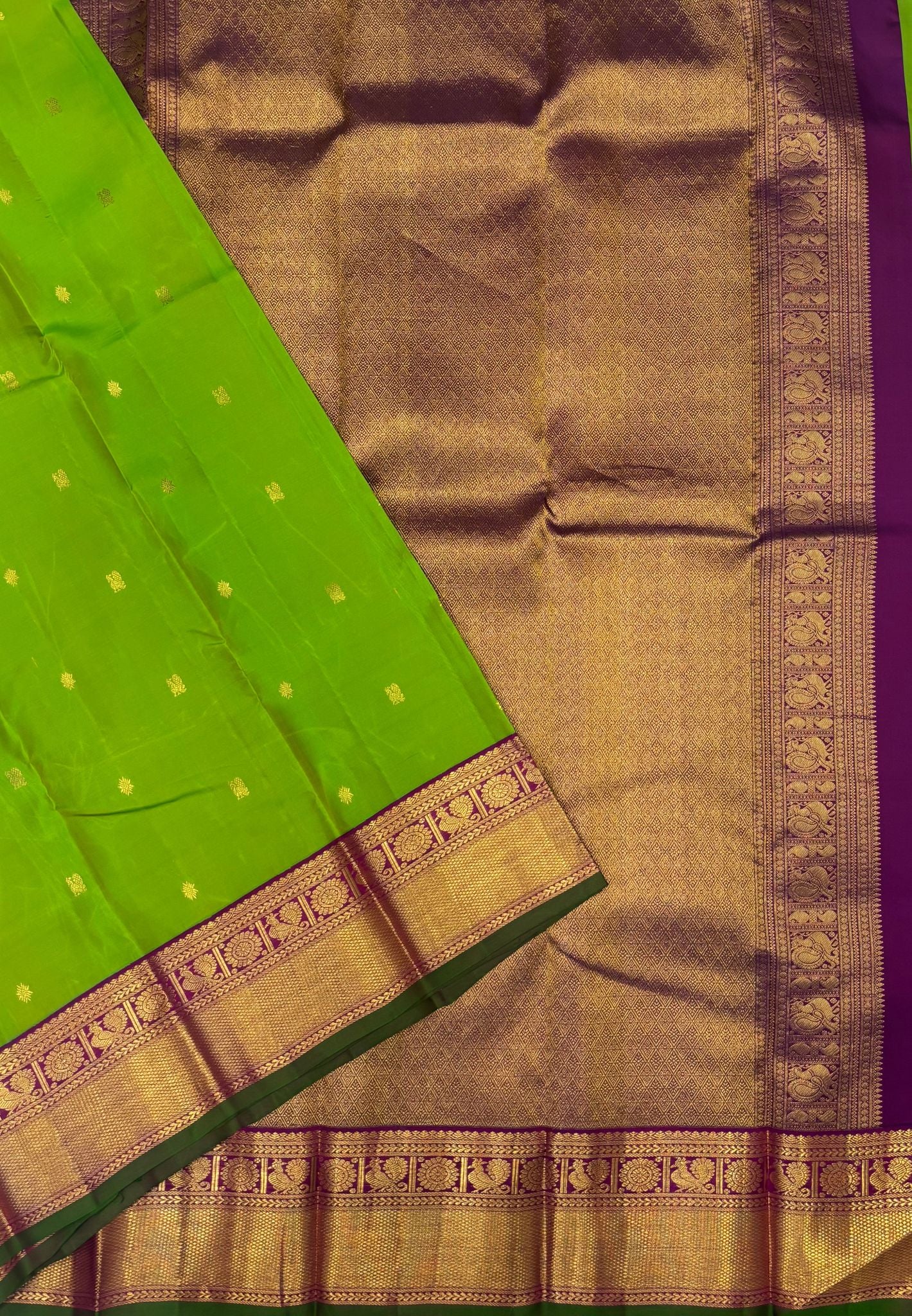 Pure Kanchipuram Silk Saree -Light Green with Contrast Border