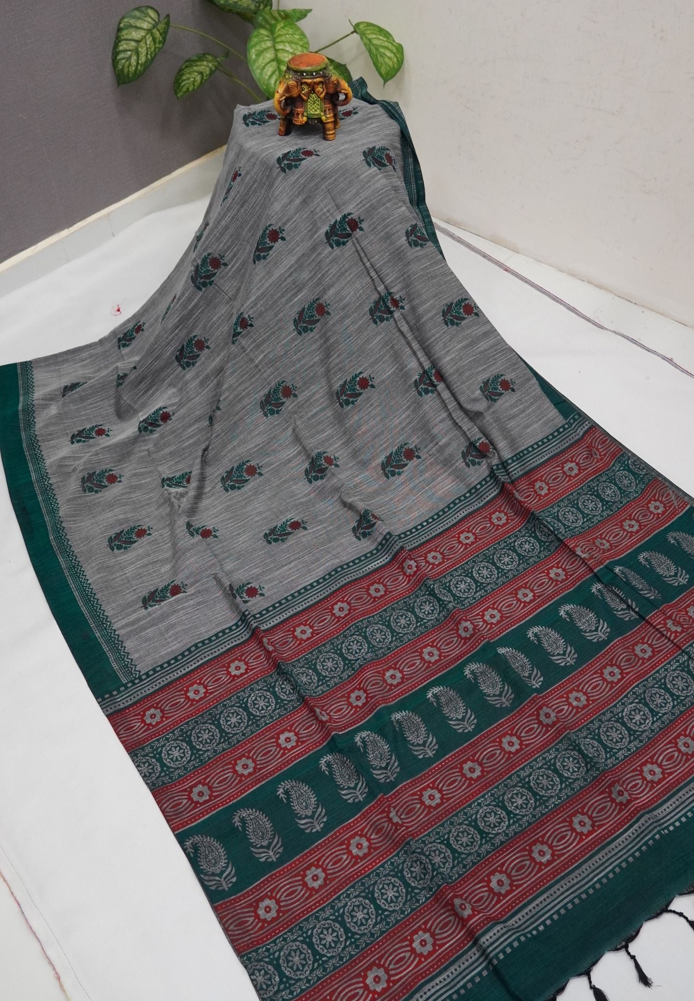 Sambalpuri Cotton Saree-Grey