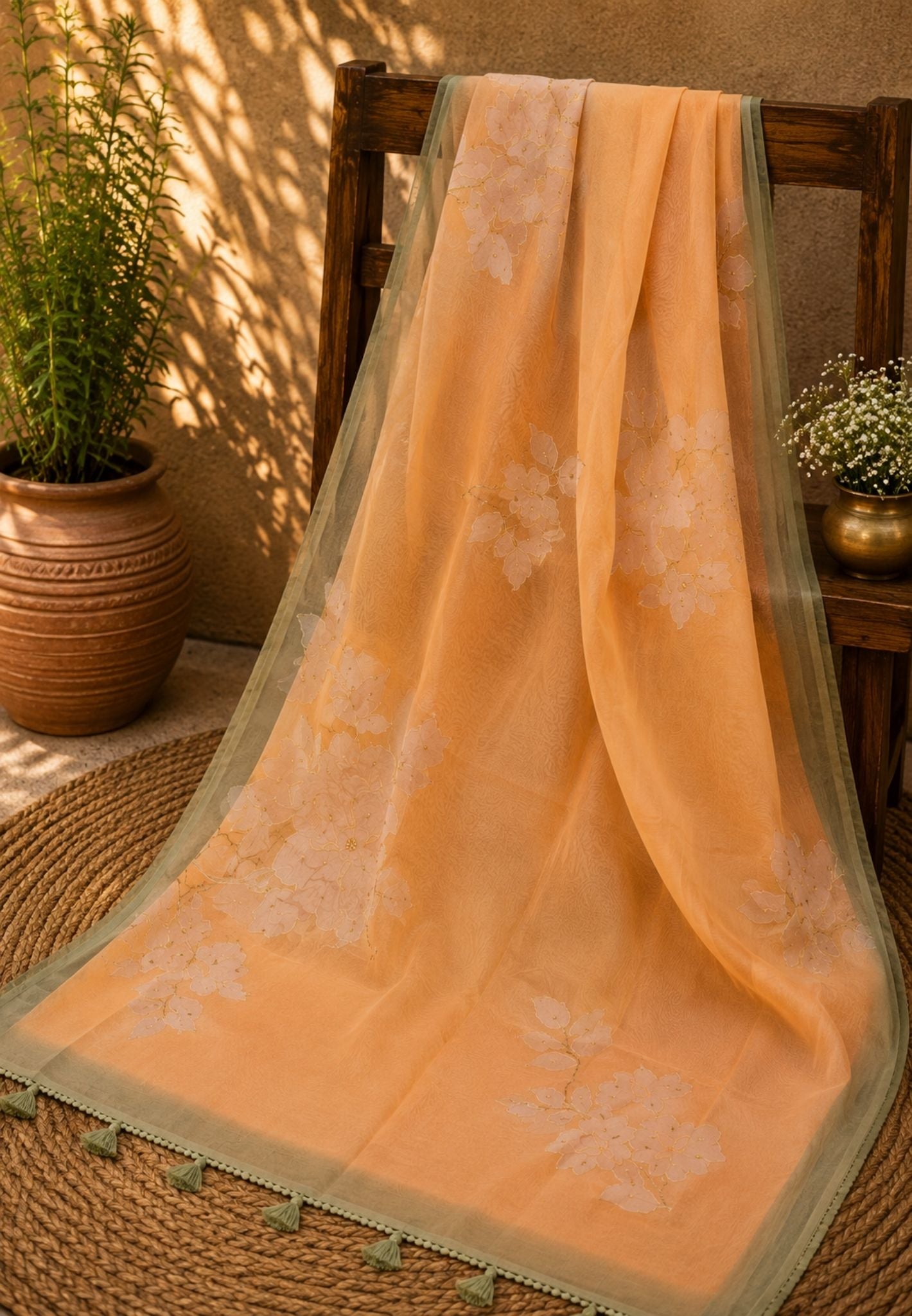 Organza Saree-Pale Orange