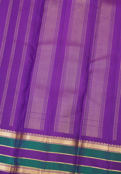 Pure Kanchipuram Silk Saree-Voilet Small Butta with Zari Border