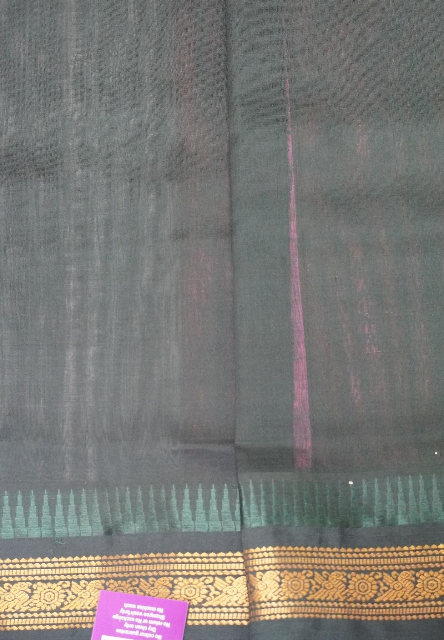 Pure Silk Cotton Saree-Yellowish Peach in Golden Zari Checks with Contrast Border