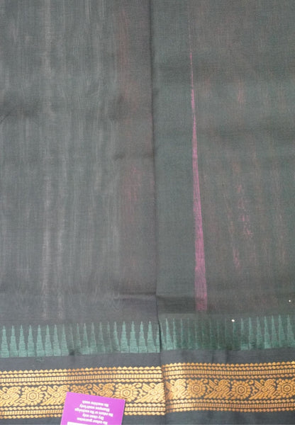 Pure Silk Cotton Saree-Yellowish Peach in Golden Zari Checks with Contrast Border
