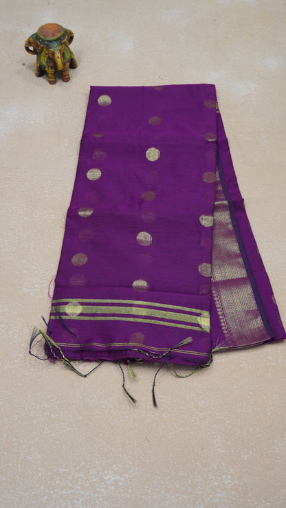 Maheswari Cotton Saree Round Butta-Purple