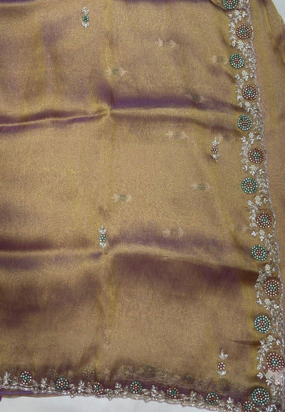Designer Saree-Golden Purple