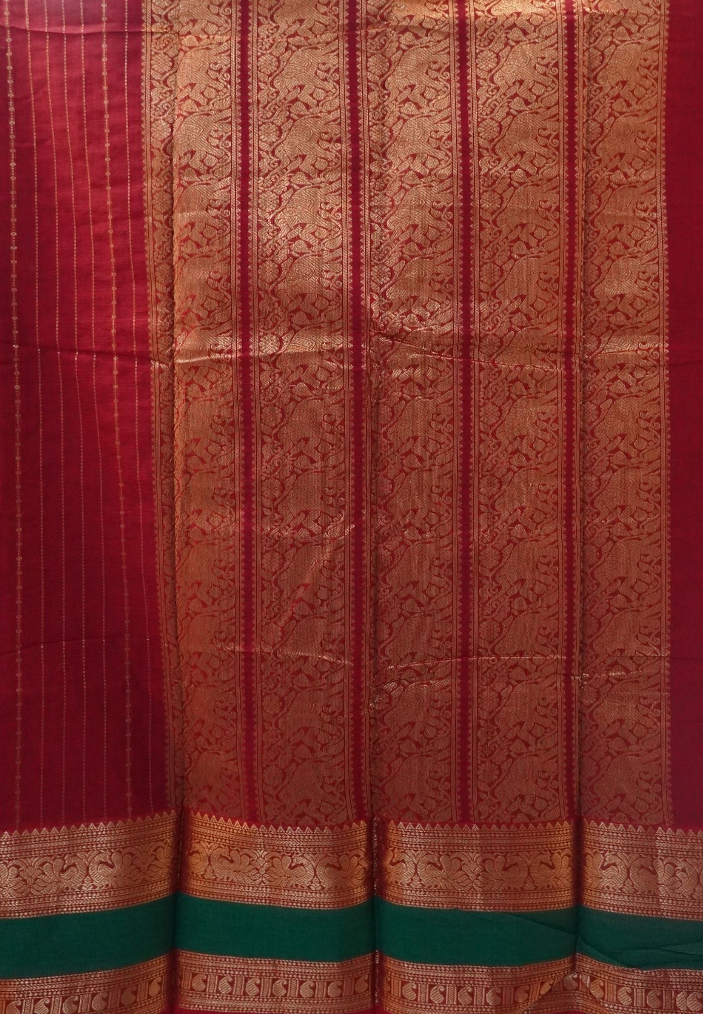 Chettinad Cotton Saree-Red in Contrast Retapett Border