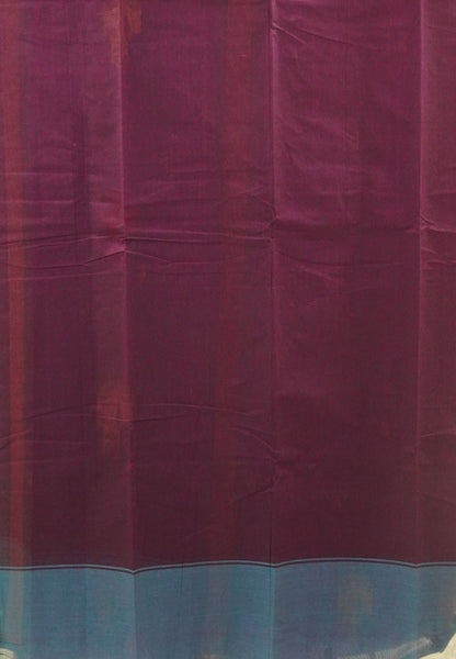 Chettinad Cotton Saree-Purple With Floral Bouquet Border