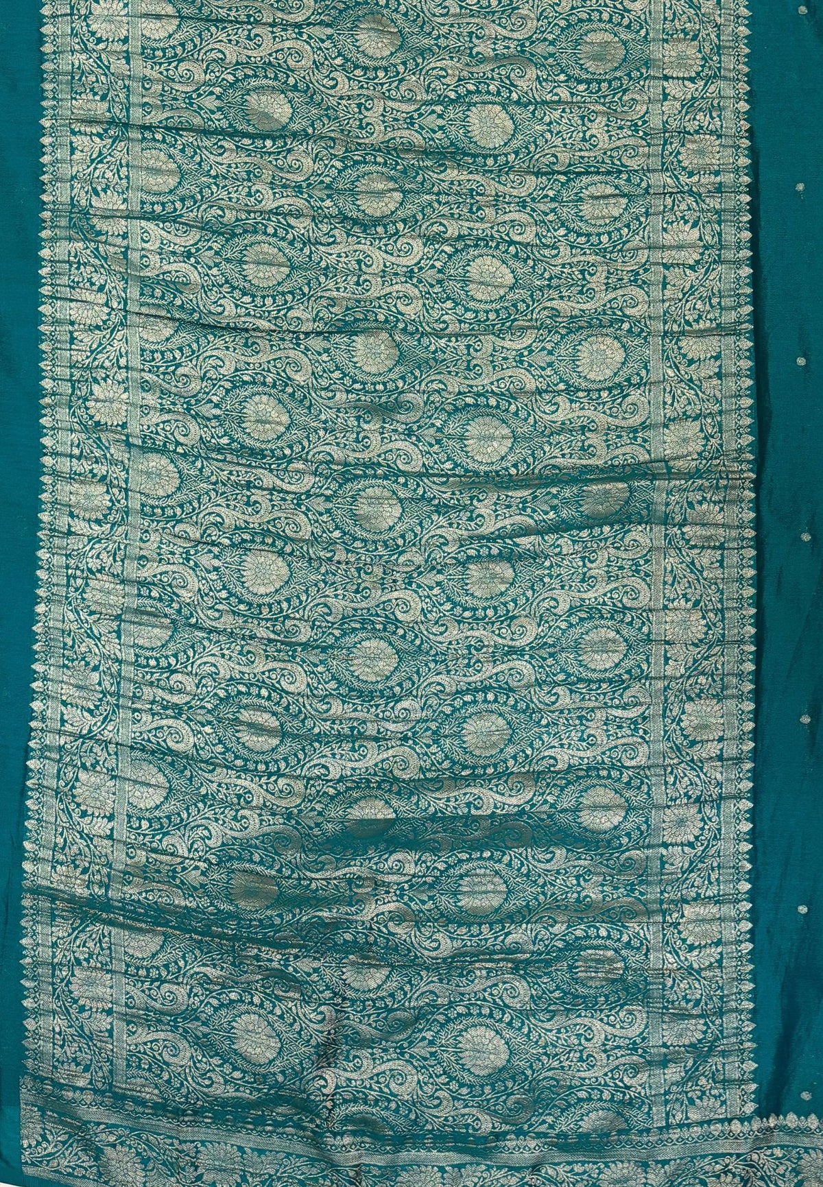 Chinon Silk Saree-Ramar Green with Antique Floral Border