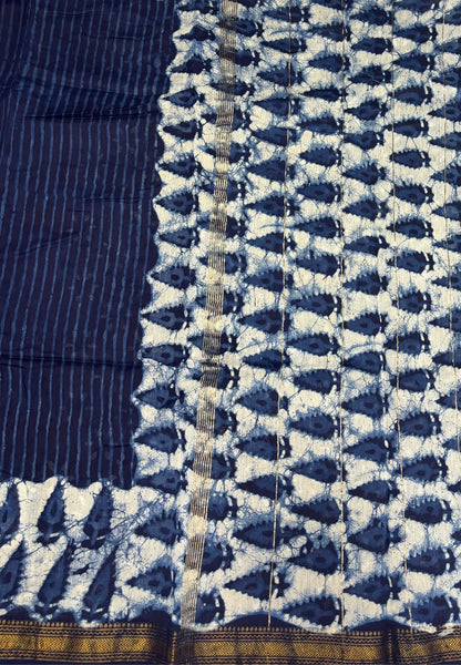 Pure Maheshwari Silk Cotton Saree-Navy Blue