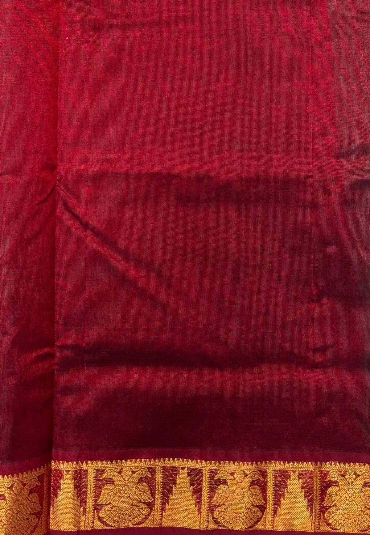 Silk Cotton Saree–Teal Green-Maroon in Mini Buttas with Contrast Border