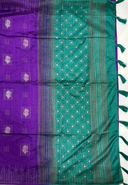 Chanderi Saree-Violet with Zari Lines