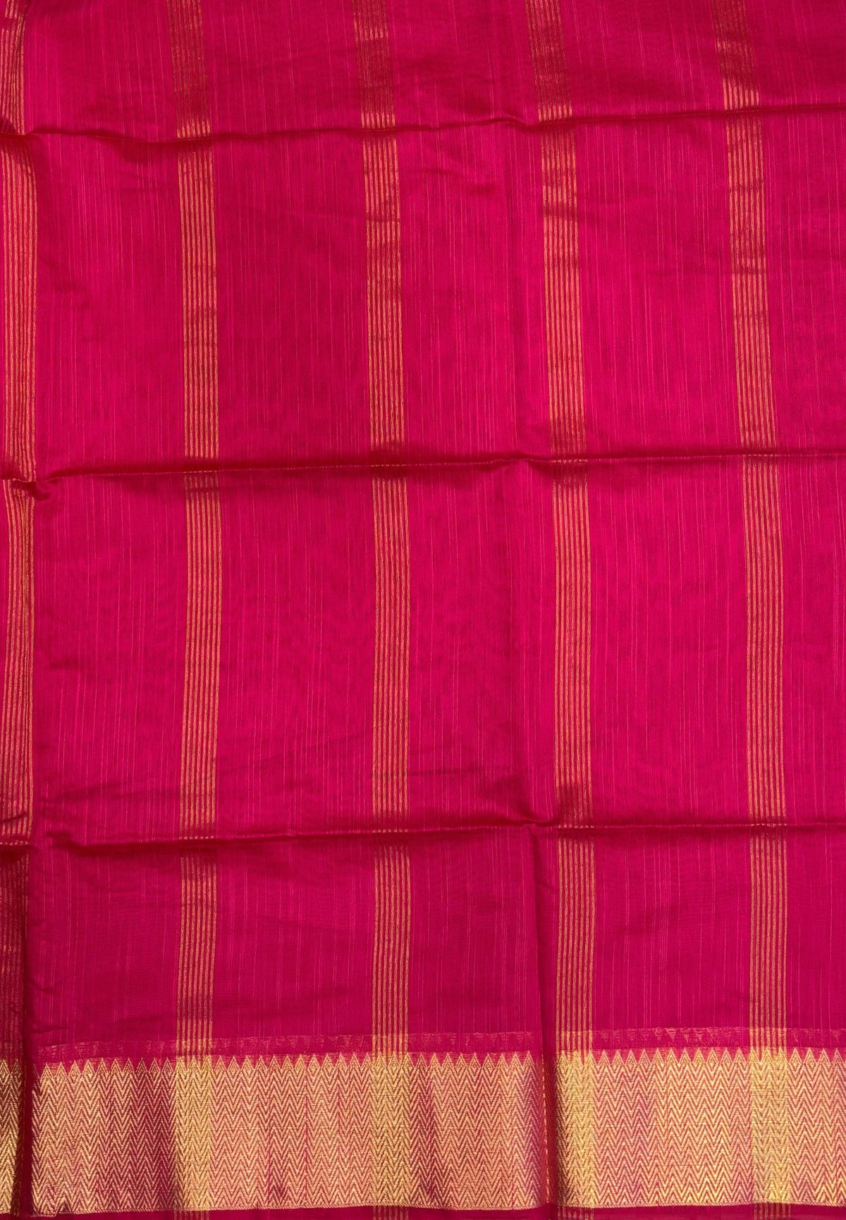 Handloom Cotton Saree-Candy Pink In Zigzag Zari Border