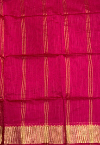 Handloom Cotton Saree-Candy Pink In Zigzag Zari Border