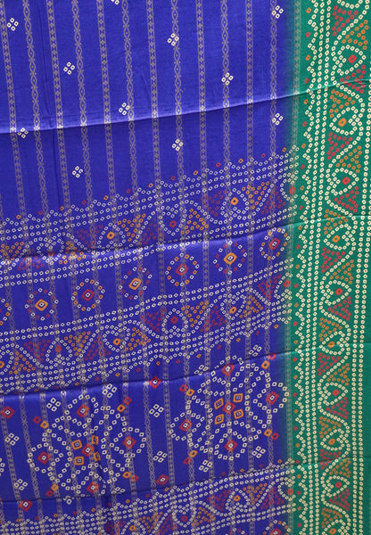 Dola Silk Saree-Ink Blue with Bandhini Print
