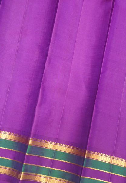 Pure Kanchipuram Silk Saree-Voilet Small Butta with Zari Border