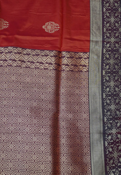 Semi Silk Saree-Brick Red