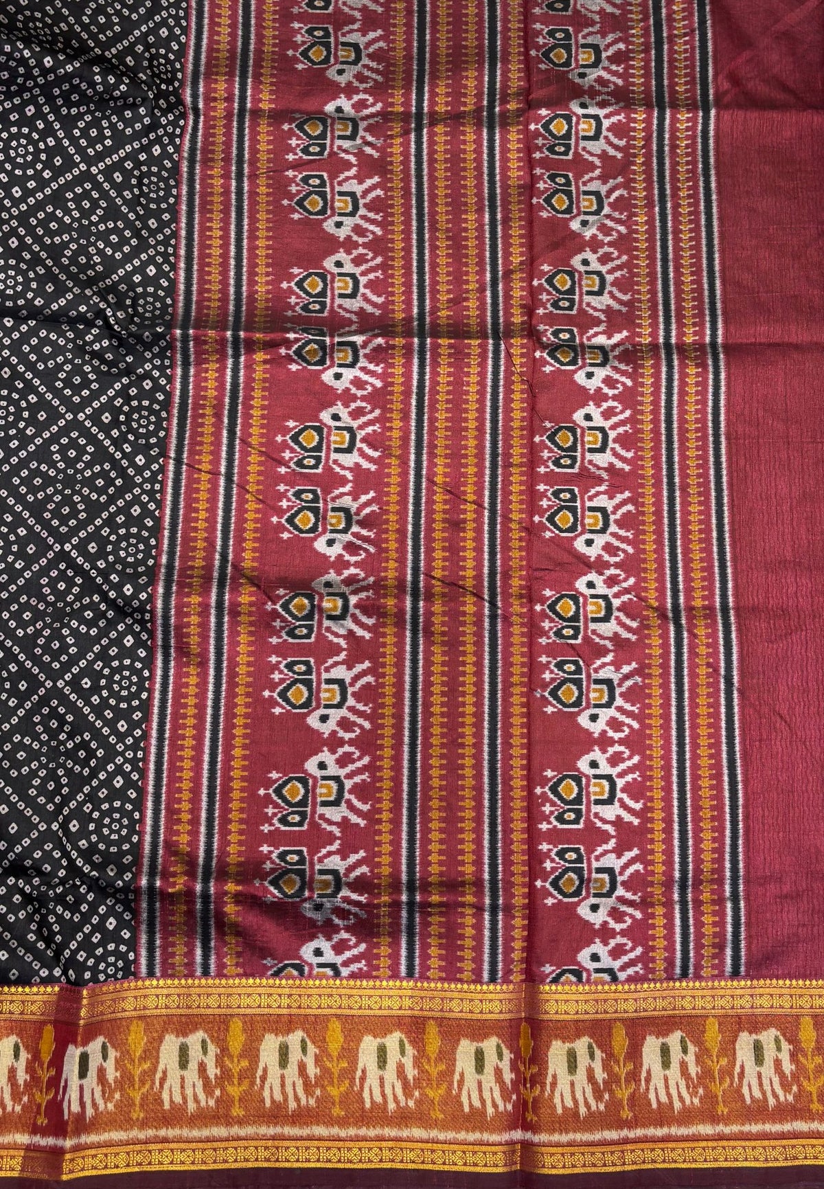 Semi Patola Saree –Black in Bandhini Pattern