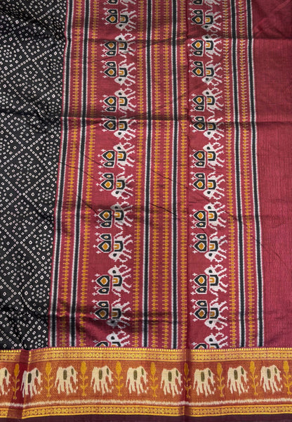 Semi Patola Saree –Black in Bandhini Pattern