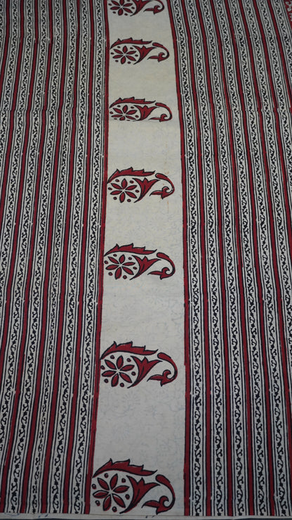 Mul Mul Cotton Saree Vertical Beige