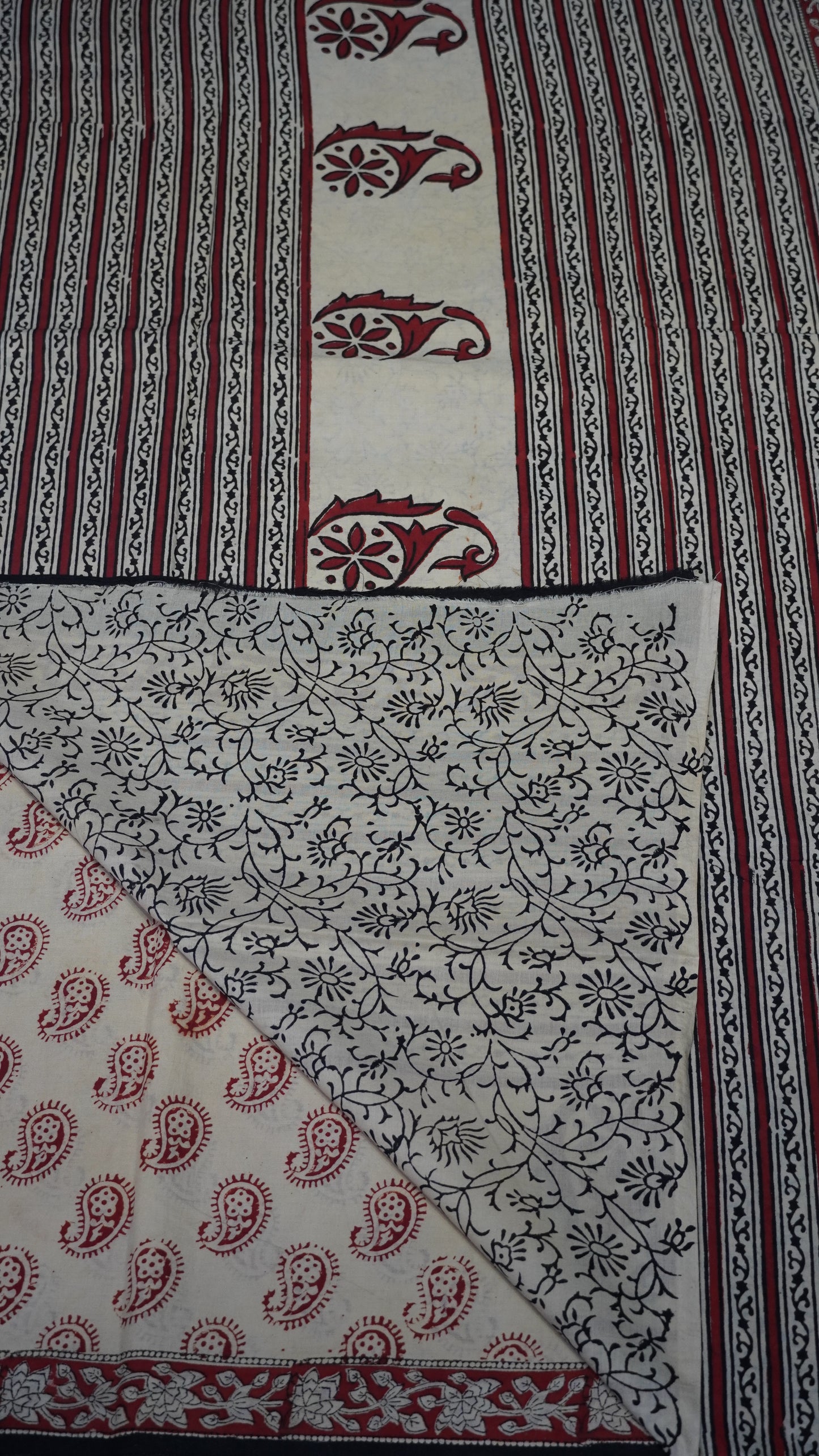 Mul Mul Cotton Saree Vertical Beige