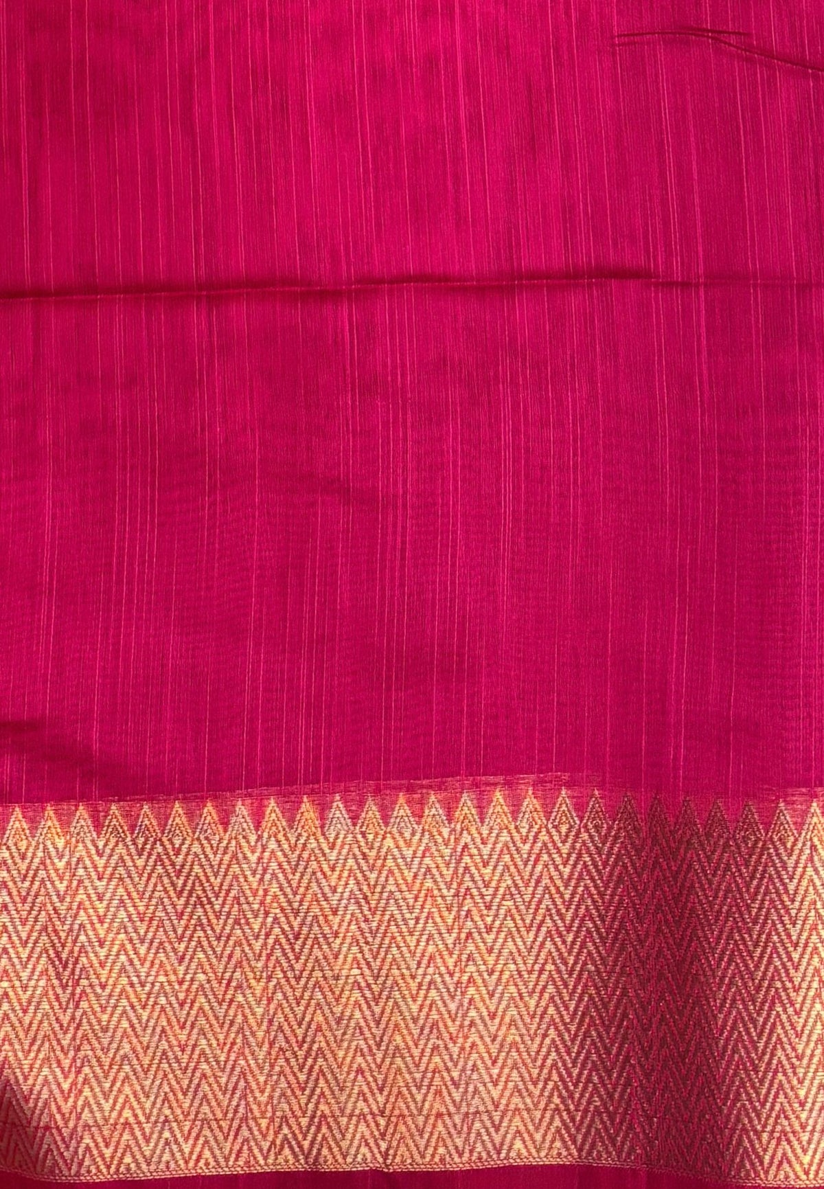 Handloom Cotton Saree-Candy Pink In Zigzag Zari Border
