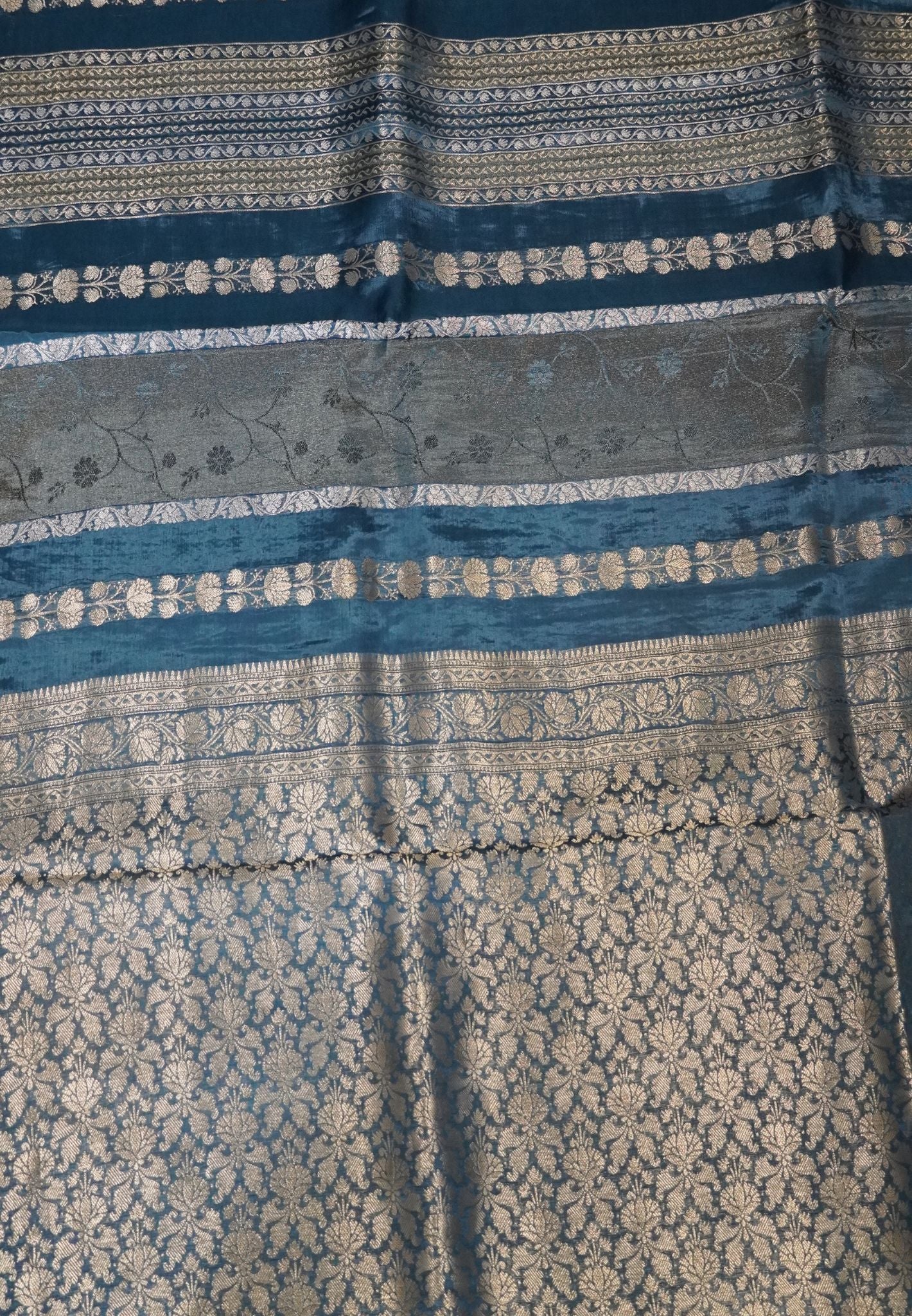 Banarasi Crepe Saree-Peacock blue