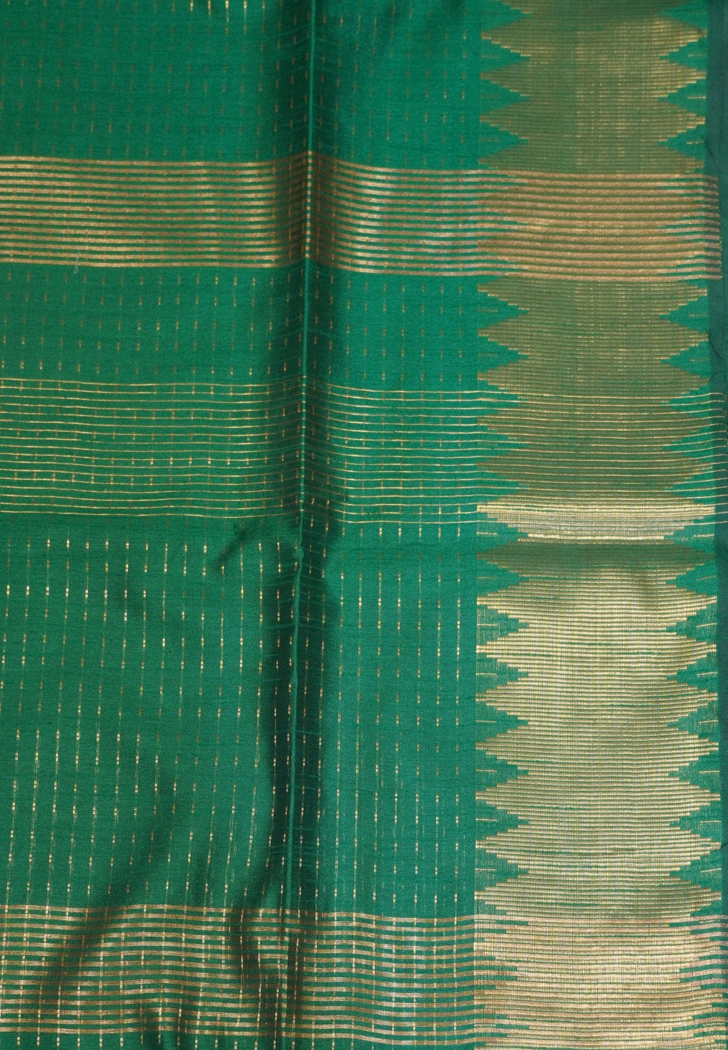 Semi Raw Silk Saree-Grass green