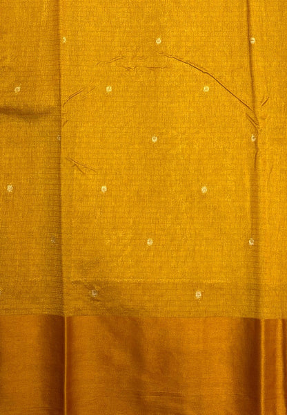 Art Silk Kota Saree-Mustard In Geometric Zari Brocade Border