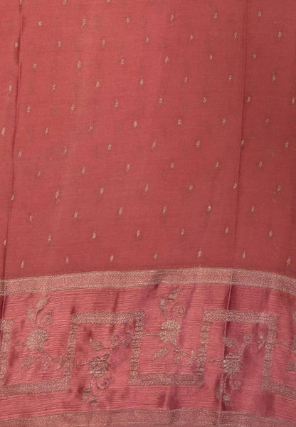 Banarasi Brocade Silk Saree-Brown with Contrast Border