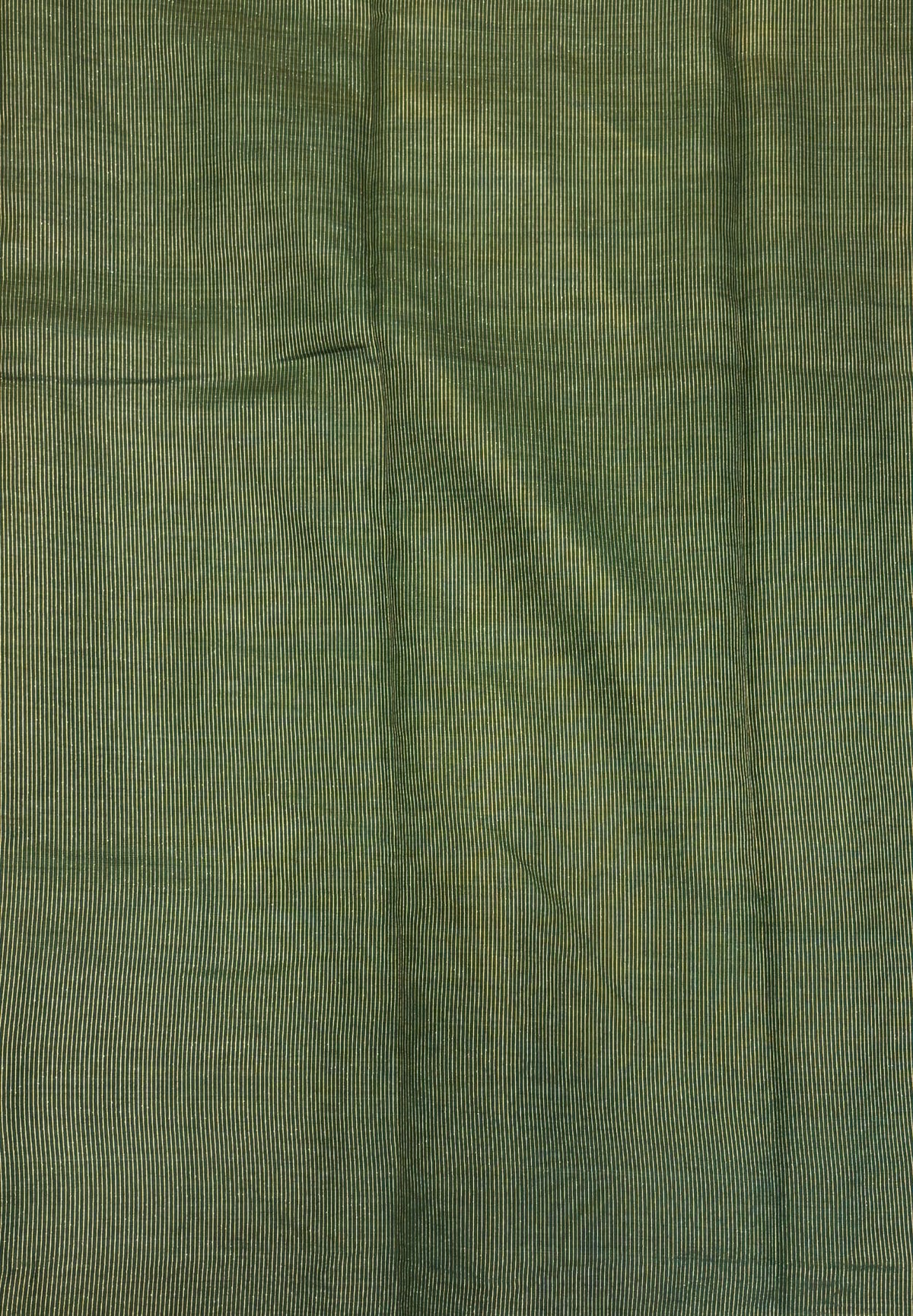 Semi Tussar Saree- Mustrd in Traditional Floral Zari Stripe with Contrast Border