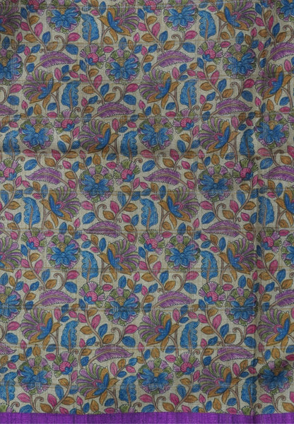 Semi Tussar Saree-Dark Purple