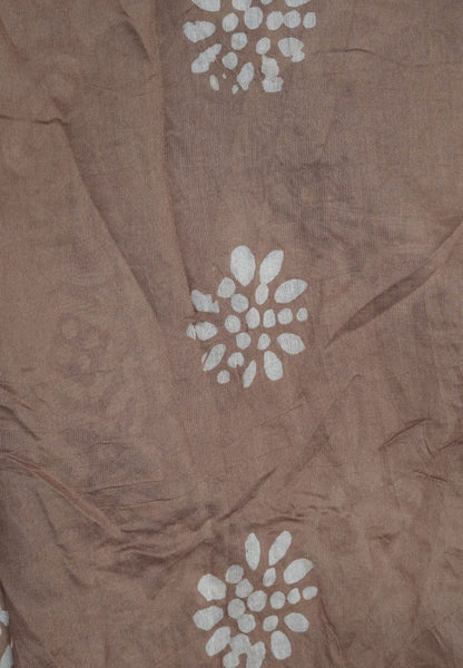 Cotton Saree-Light Brown with Batik Print