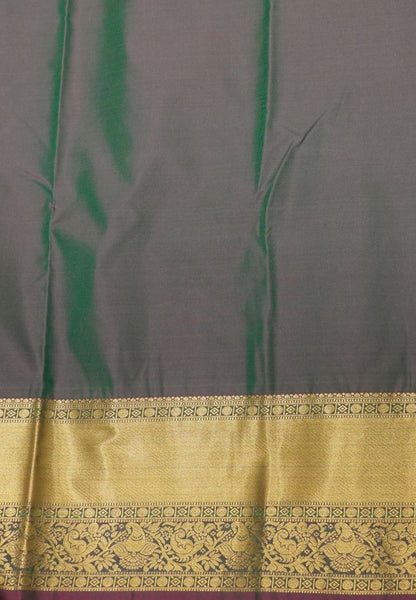 Budget Kanchipuram Saree-Green in Idol Buttas