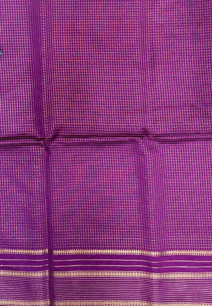 Mulberry Silk Saree-Ramar Blue In Striped Zari With Contrast Border