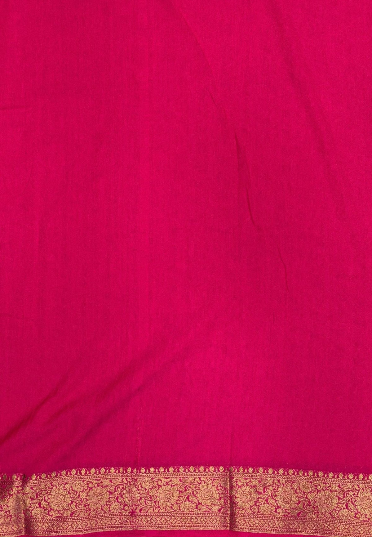 Banarasi Georgette Saree-Rani Pink with Mini Leaf Butta and Zari Border