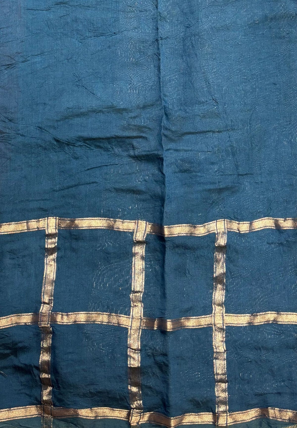 Banarasi Bandeji Saree-Rust Orange in Checked Zari with Contrast Border