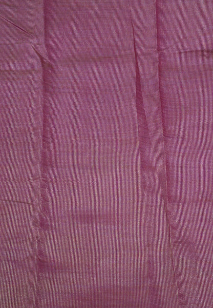 Semi Tussar Saree-Rani Pink with Floral Zari Motif