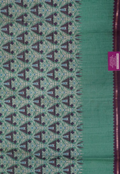 Semi Matka Tussar Saree-Dark Purple with Contrast Border and Zari Checks