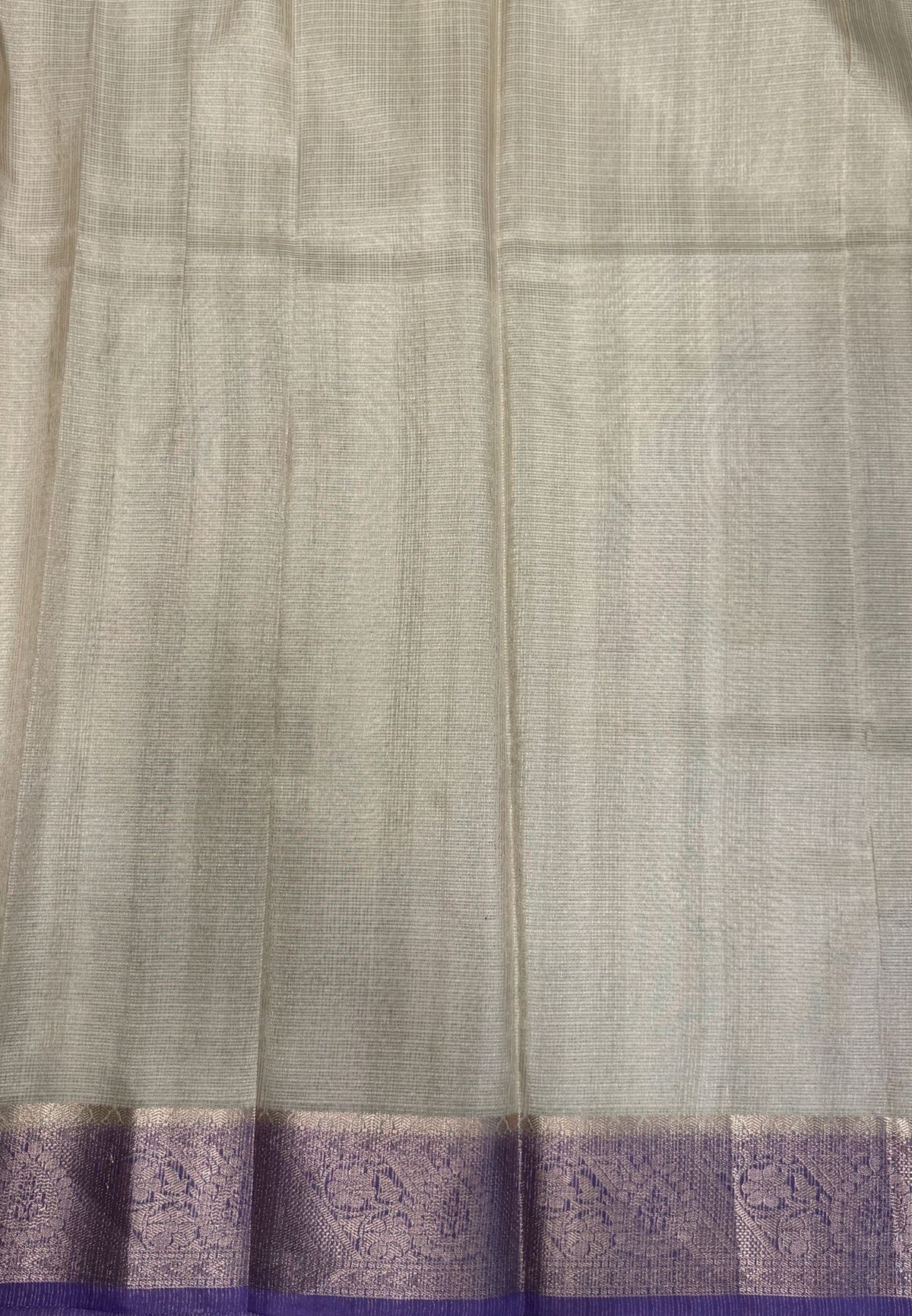 Kota Saree-Cream-Purple In Floral Vine Zari Border