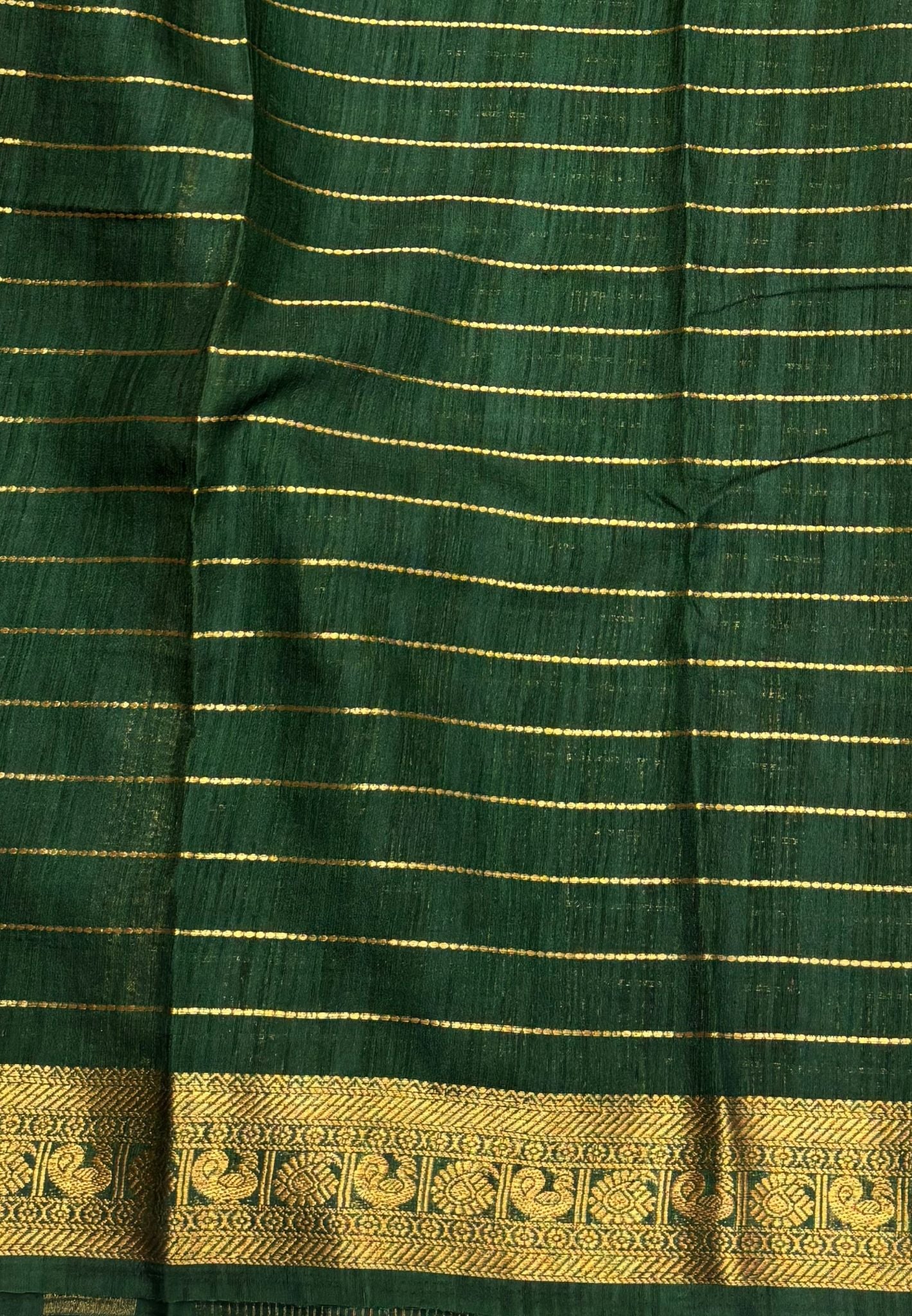 Semi Raw Silk Saree-Red in Zari Lines with Contrast Annam Border