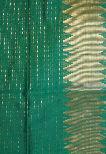 Semi Raw Silk Saree-Grass green