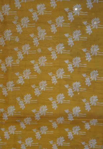 Tissue Kota Saree-Yellow with Mirror Work