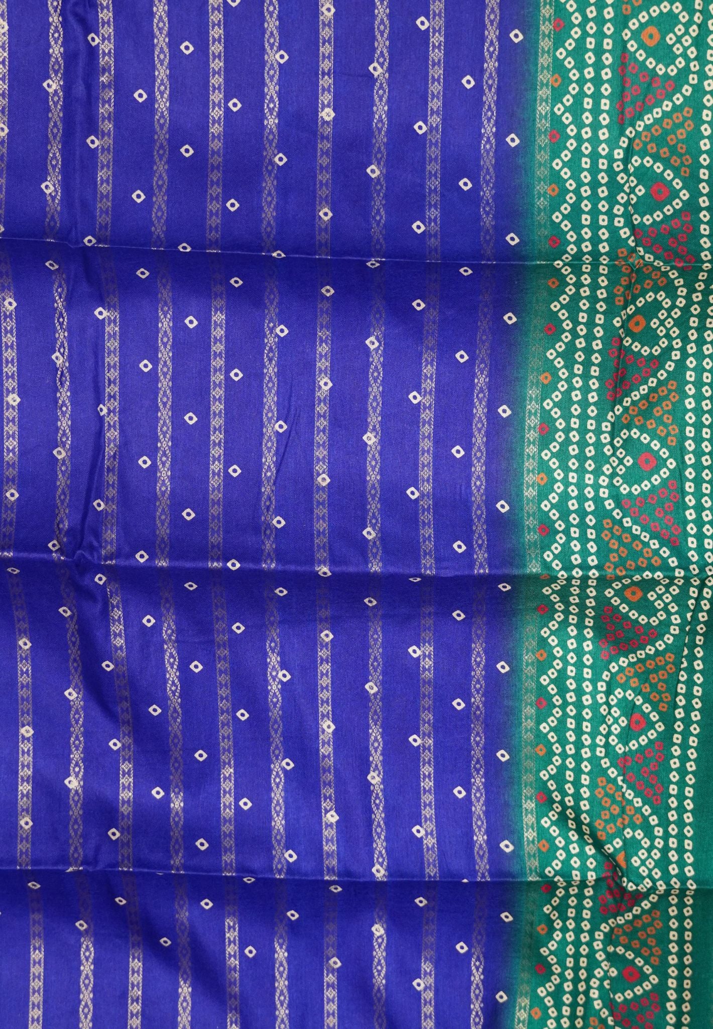 Dola Silk Saree-Ink Blue with Bandhini Print