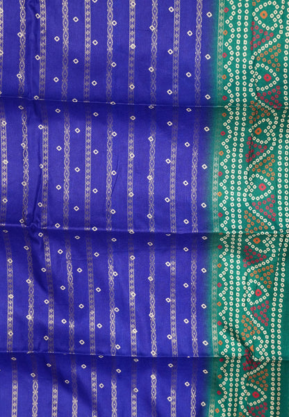 Dola Silk Saree-Ink Blue with Bandhini Print