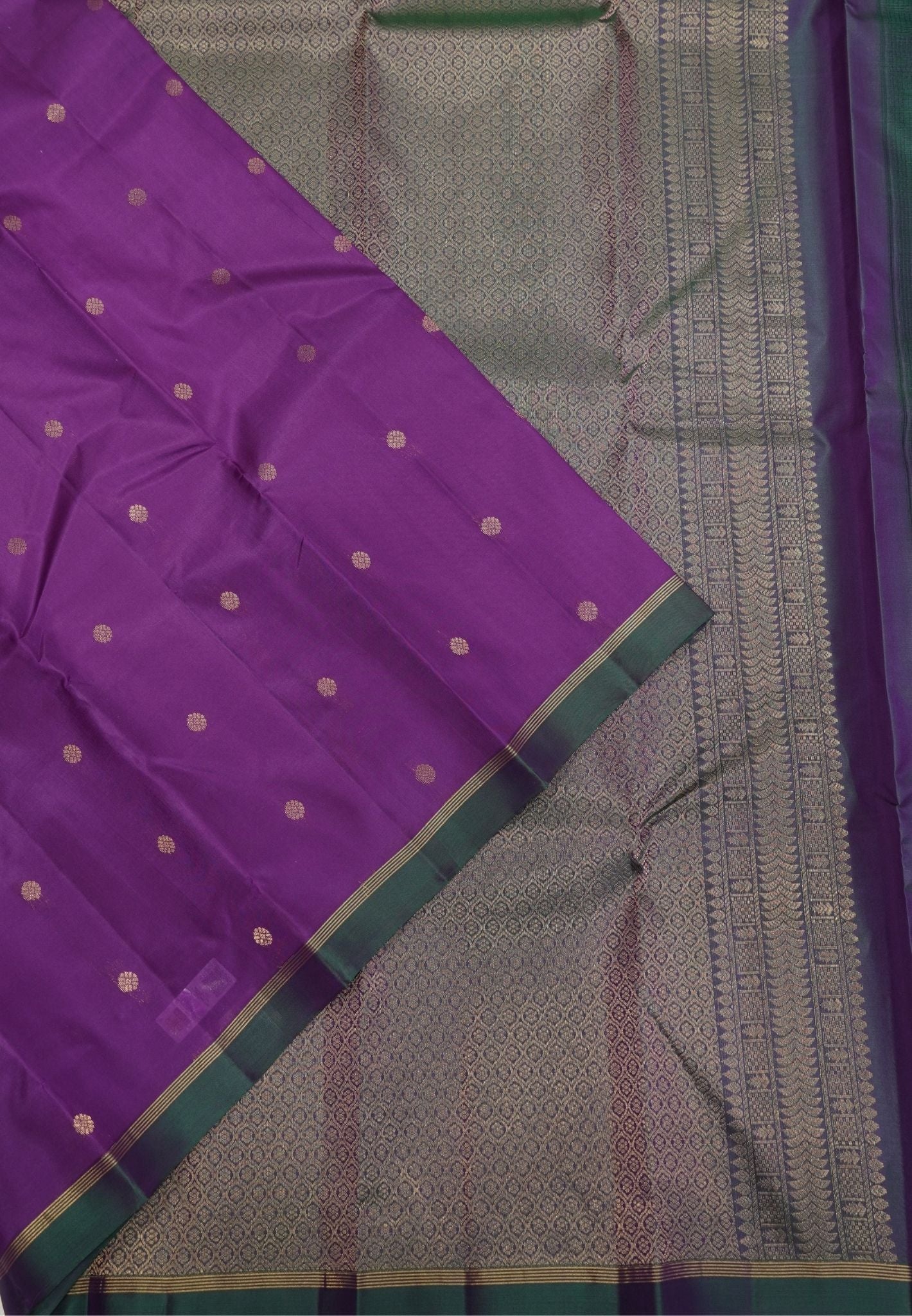 Pure Kanchipuram Silk Saree-Purple with Small Border