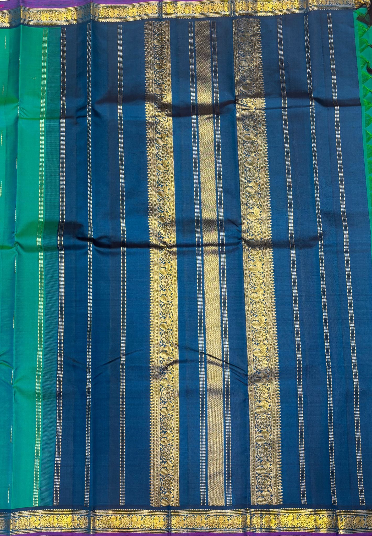 Pure Kanchipuram Silk Saree- Ramar Green with Small Border